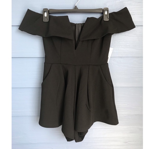 NWT Off the Shoulder Romper (BLACK) - Picture 2 of 8